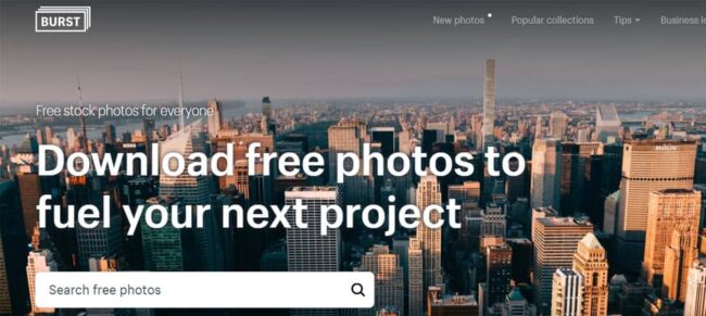 Shopify's Burst offers free photos