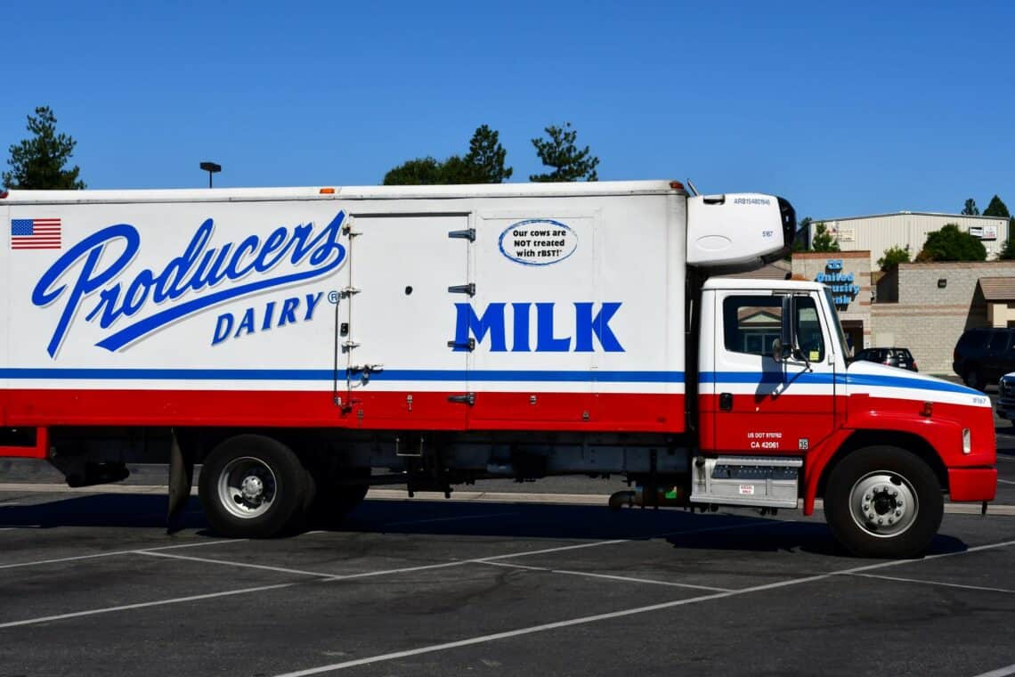 milk truck shows how some dairy is delivered today