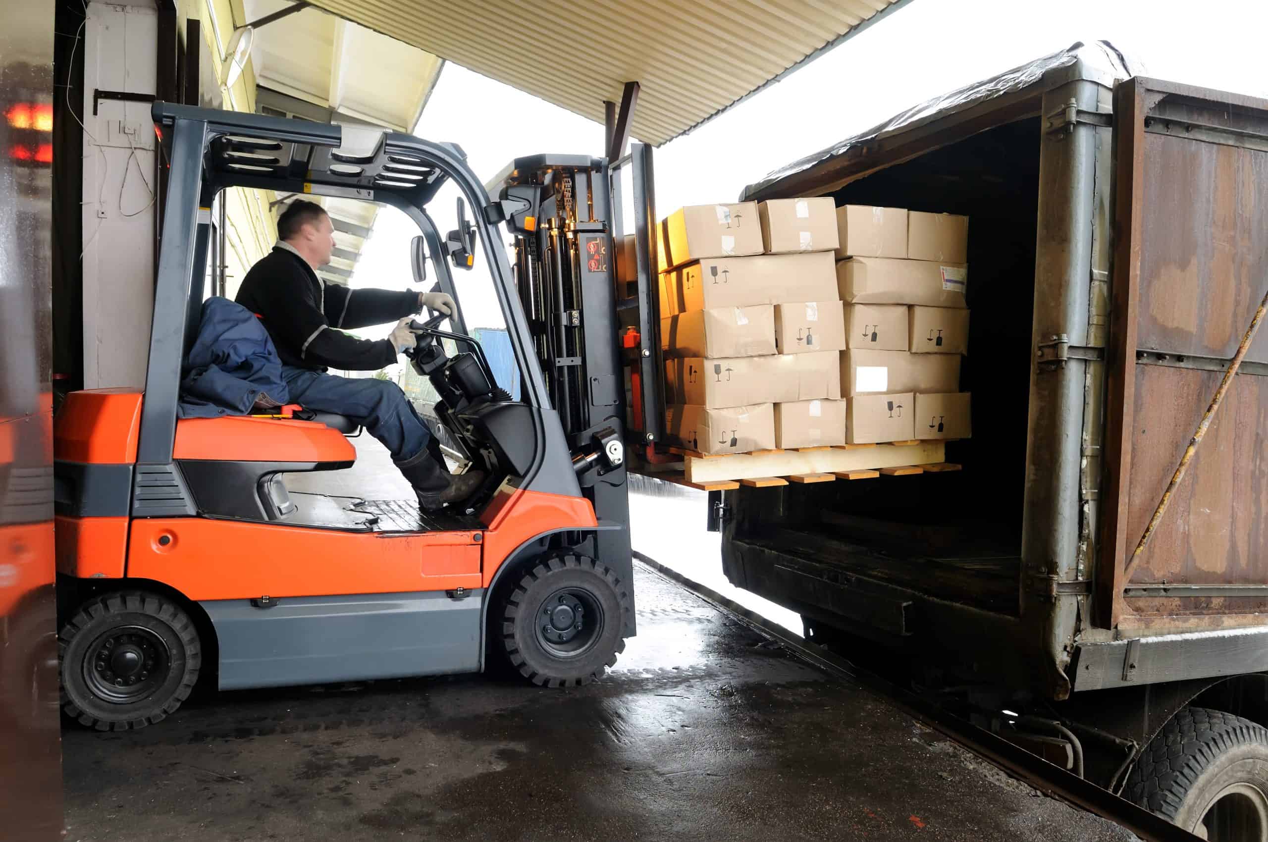 Forklift loading boxes