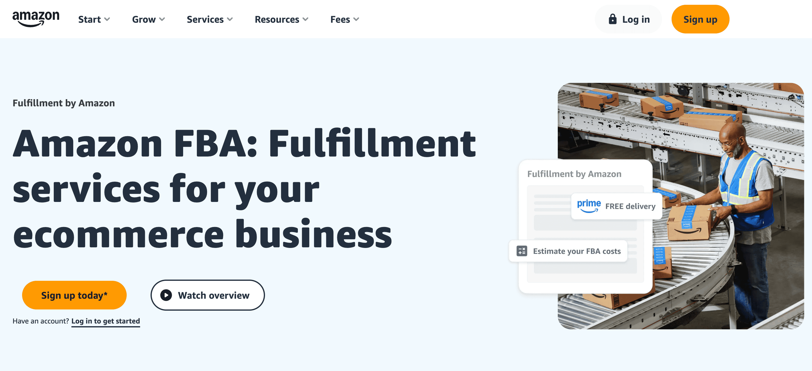 Amazon FBA homepage