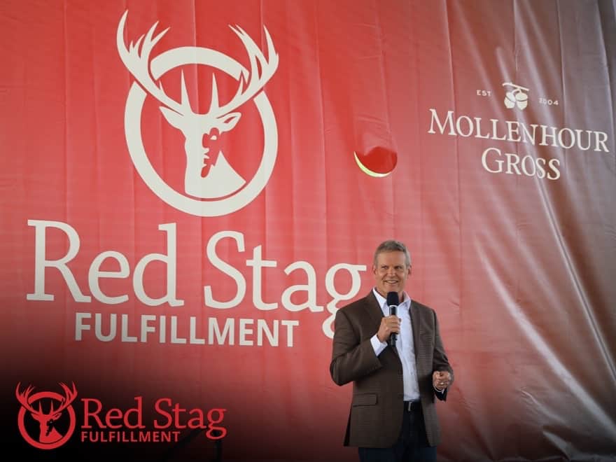 Governor Bill Lee inside Red Stag's half-constructed Sweetwater warehouse