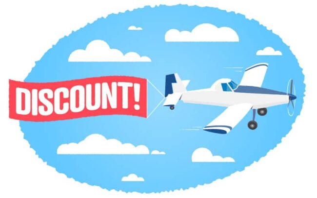 plane flying a discount banner