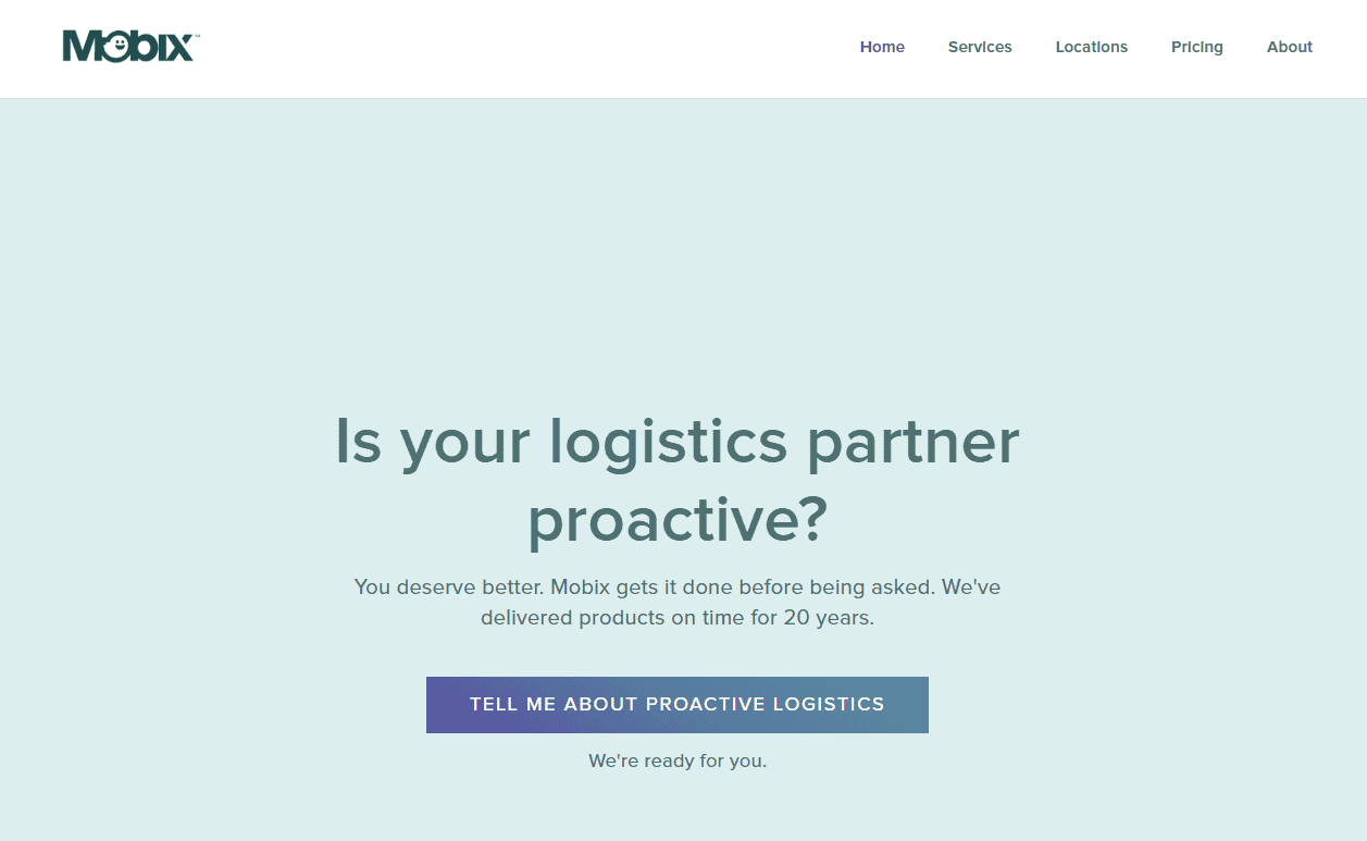 Mobix Logistics homepage