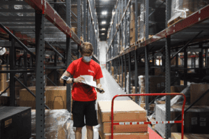 warehouse picker fulfilling oversized product order