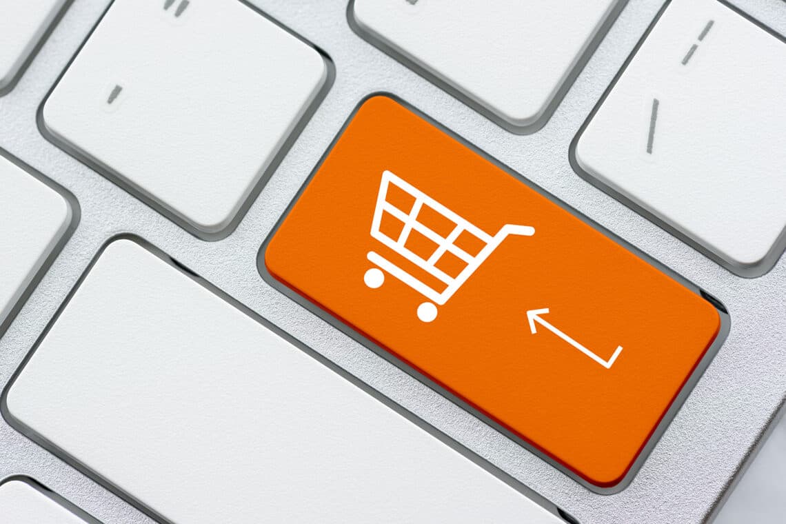 eCommerce business checkout button on keyboard