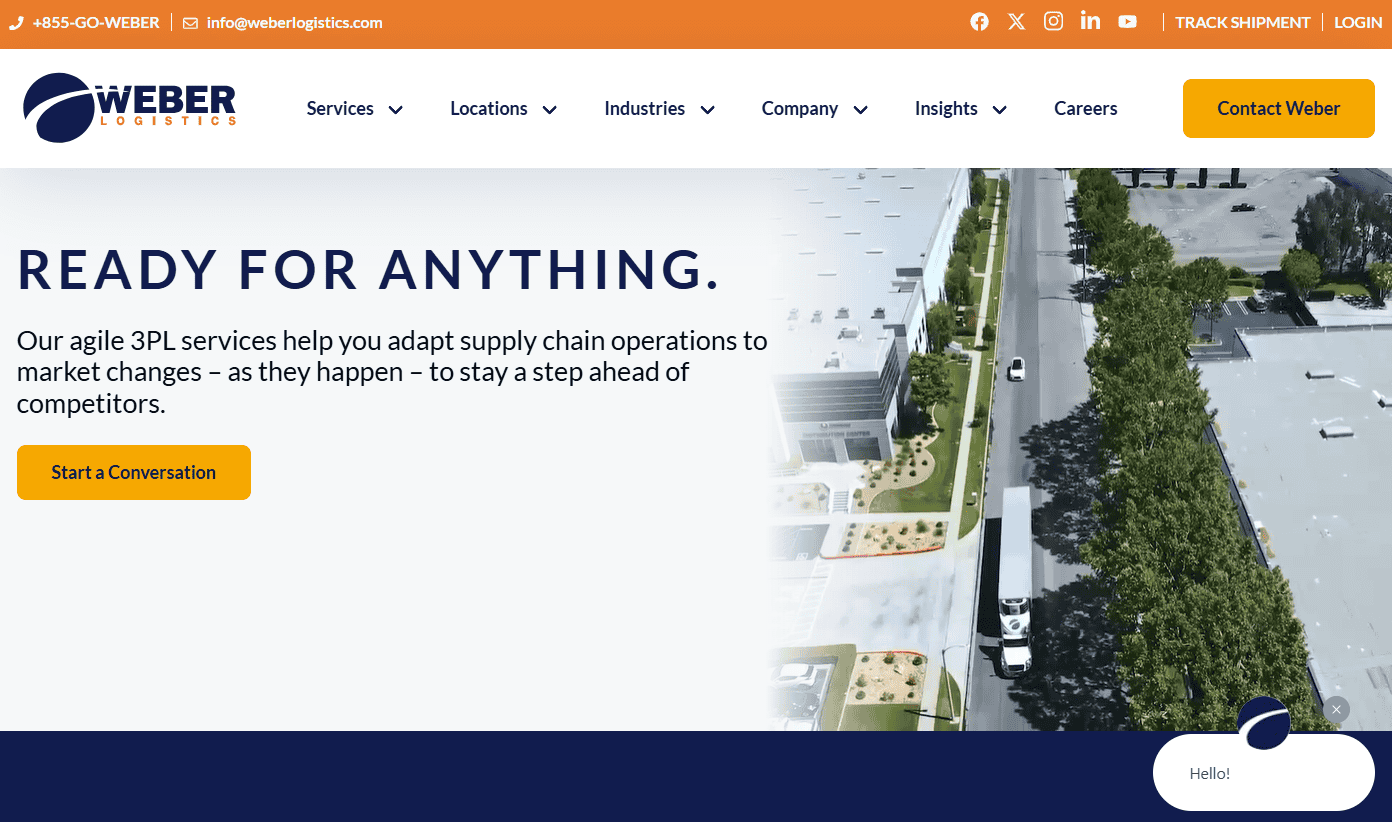 Weber Logistics homepage