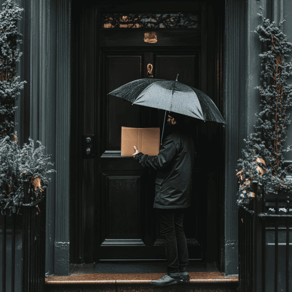 delivery attempt on a rainy day