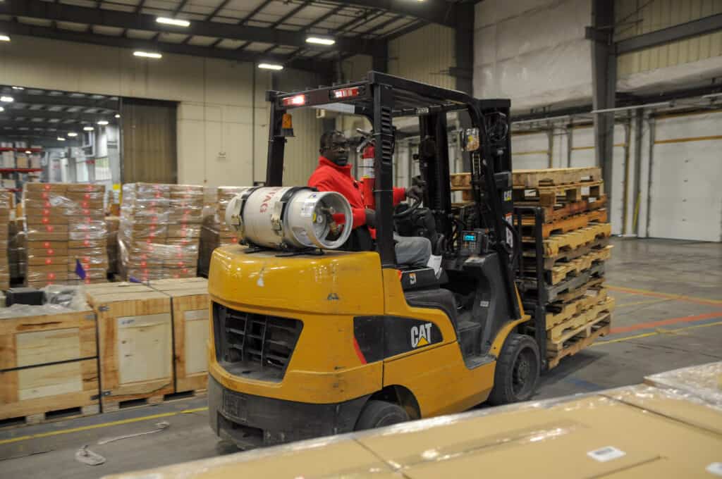 forklifts can be used to move goods in runs like these to multiple stations and locations
