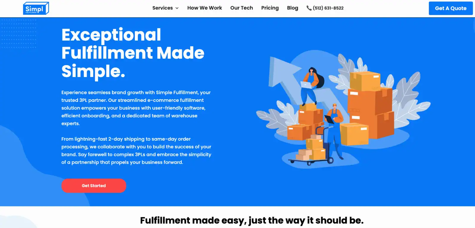 Simpl Fulfillment homepage Simpl Fulfillment homepage